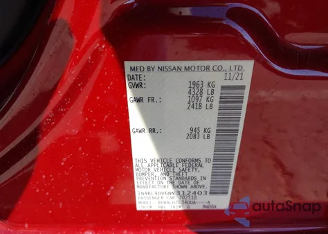 2022 Nissan Altima Sv Fwd from USA, damaged, VIN 1N4BL4DV6NN312403